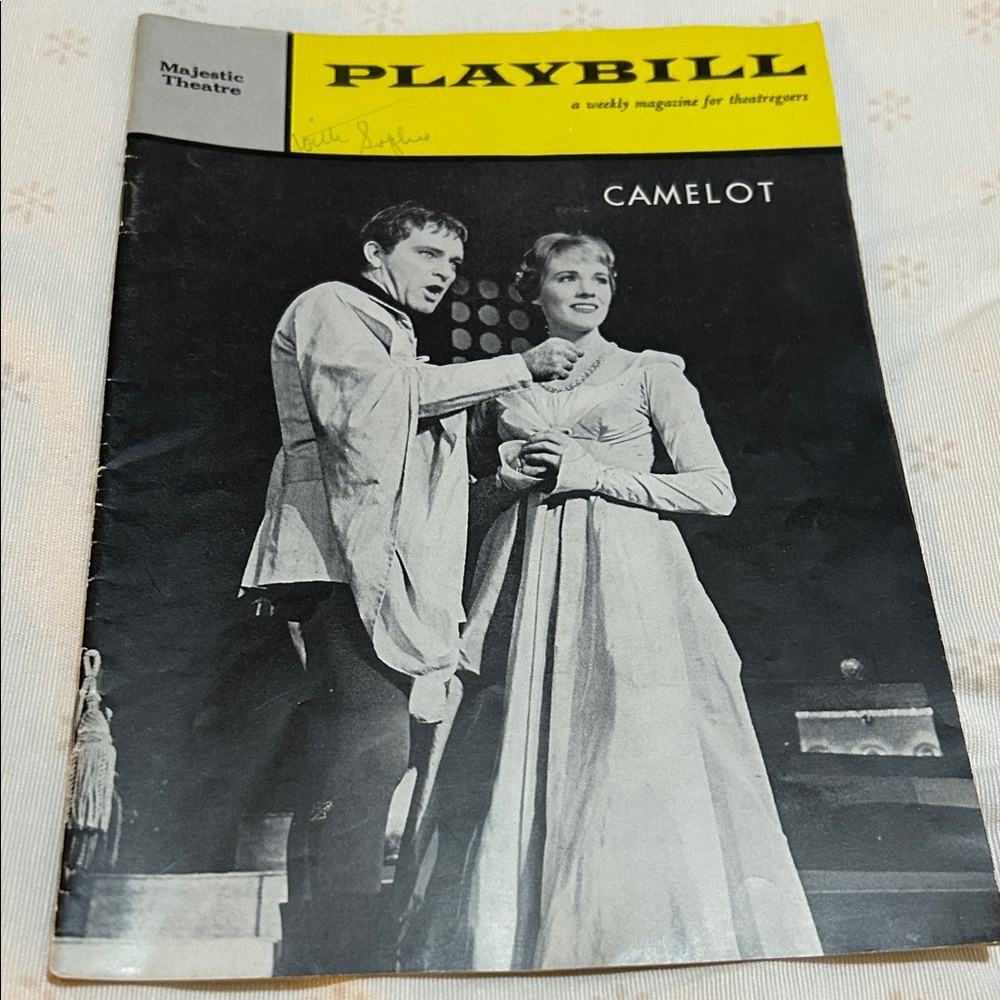 Playbill 'Camelot' Vintage Theatre Program - Yellow & Black Cover